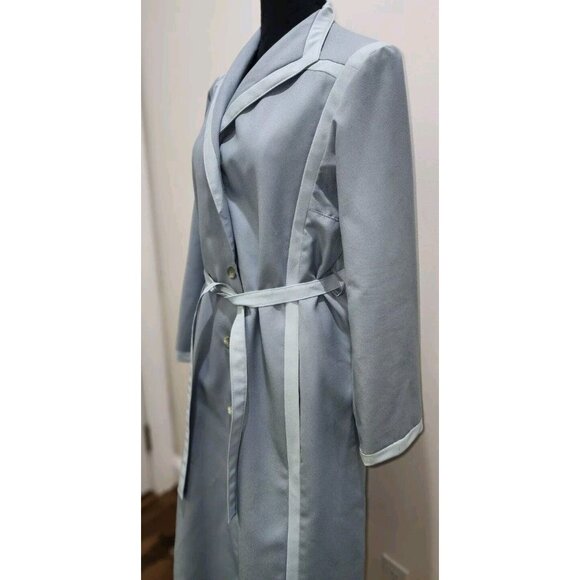 Vintage Bonders Women's Trench Long Coat Ice Blue Gray Size Large Pockets - Picture 2 of 14